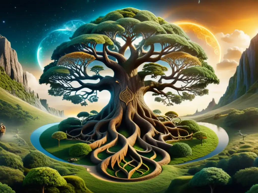 Imponente representación de Yggdrasil, el árbol del mundo en la cosmología vikinga