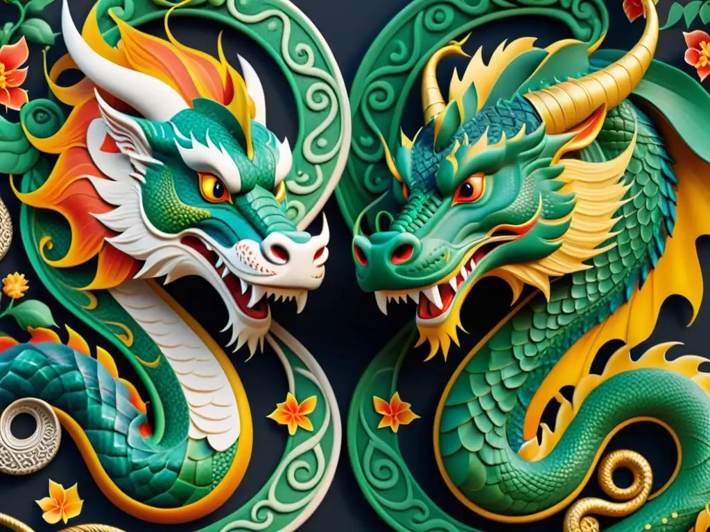 Imponente comparación de dragones nórdico y chino, con iconografía nórdica y china