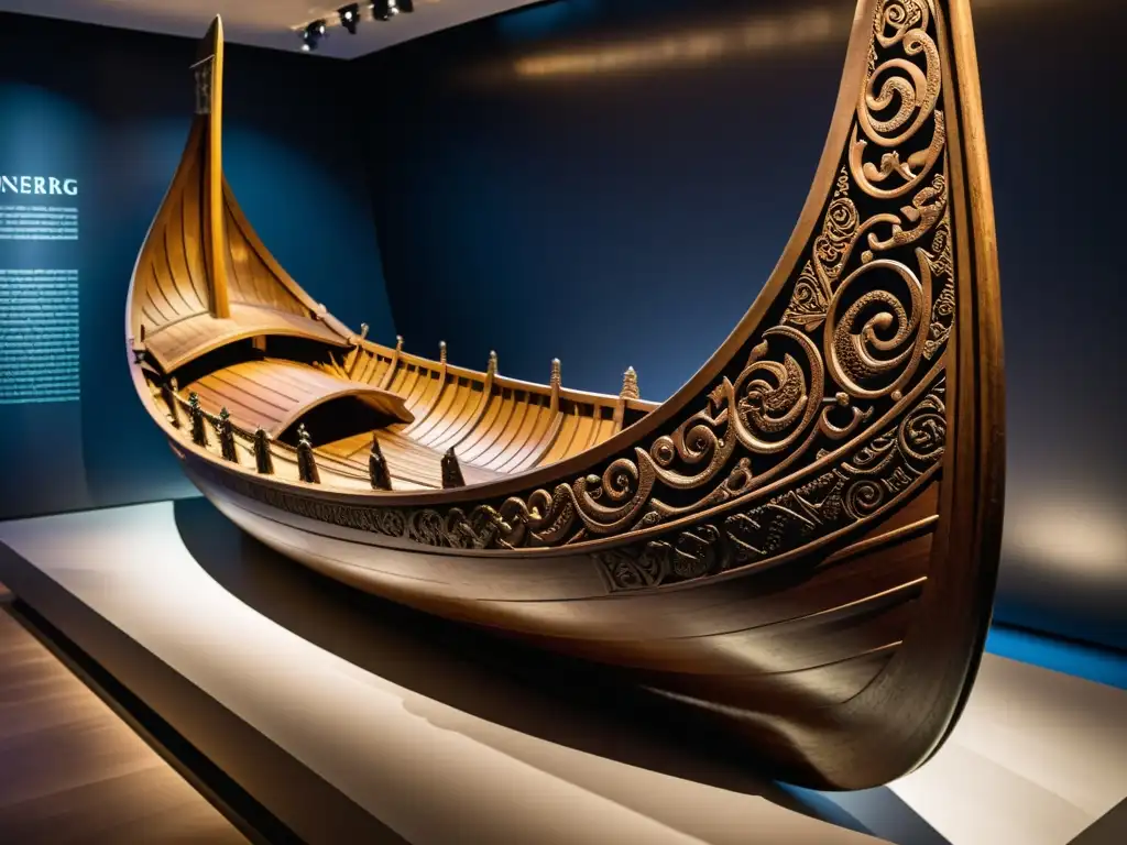 Impresionante barco vikingo Oseberg en museo: detalles tallados, tamaño imponente y herencia vikinga en Noruega