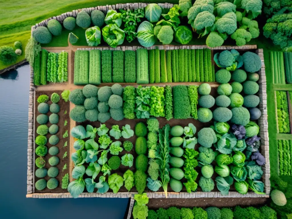 Un impresionante cultivo de verduras en fortaleza vikinga con guerreros y barcos bajo un cielo nórdico tormentoso