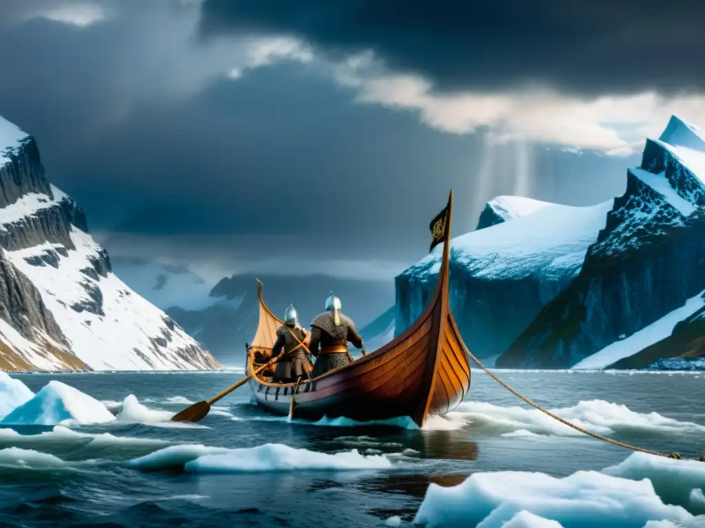 Impresionante imagen de una vida vikinga en alta mar, con guerreros, paisajes y aventura