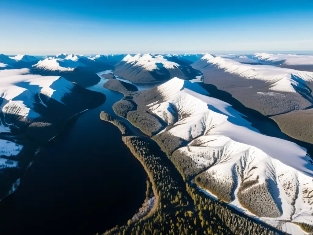 Un impresionante paisaje nórdico cubierto de nieve captura la belleza del norte salvaje