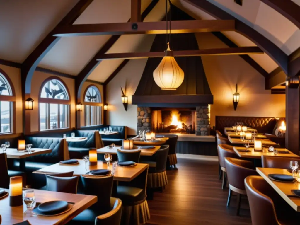 Restaurante vikingo: ambiente acogedor con comida nórdica Influencia de la gastronomía vikinga en la actualidad: restaurante temático vikingo con decoración y ambiente auténtico