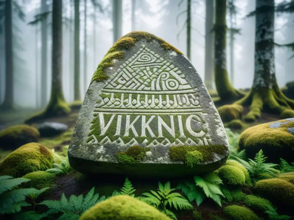 Decodificación de inscripciones rúnicas en una tumba vikinga envuelta en niebla mística