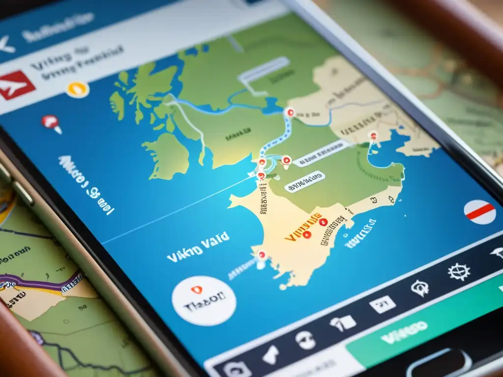 Descubre el legado vikingo en la exploración moderna a través de un mapa interactivo detallado en la pantalla del smartphone