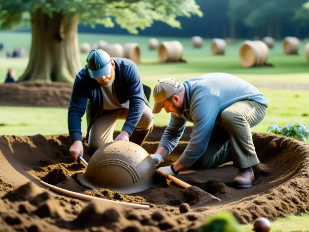 Descubriendo el legado vikingo en York, Inglaterra: arqueólogos excavan un sitio funerario con cuidado, revelando un casco Vikingo