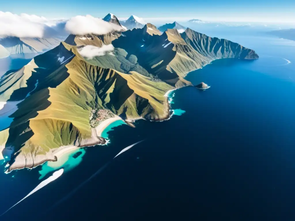 La majestuosa interacción de los dioses del mar y la montaña en una vista aérea impresionante