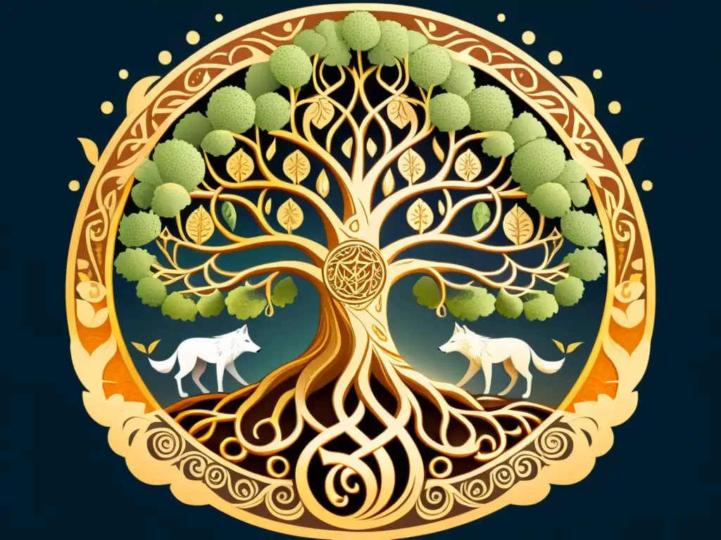 La majestuosa Yggdrasil, el Árbol del Mundo en la mitología nórdica, en su mejor versión ilustrada