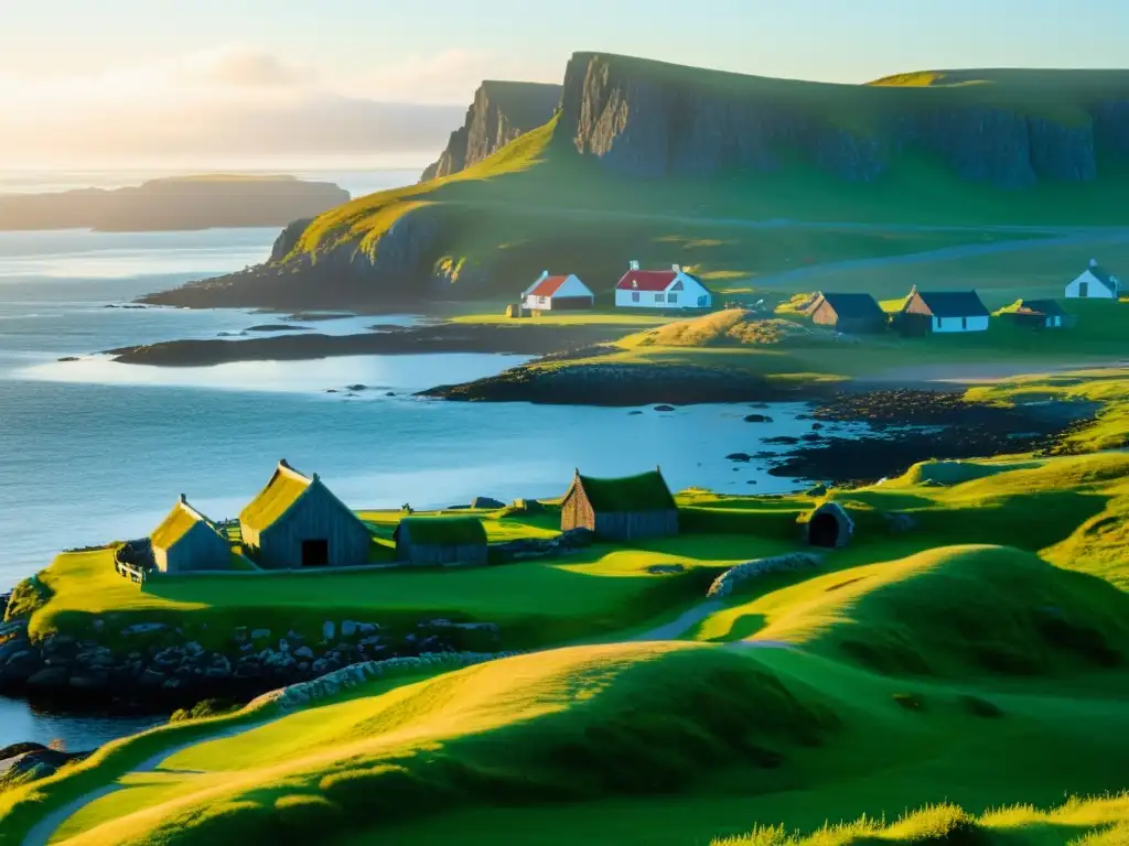 Majestuoso amanecer en el asentamiento vikingo L'Anse aux Meadows, evocando la historia y misticismo del lugar