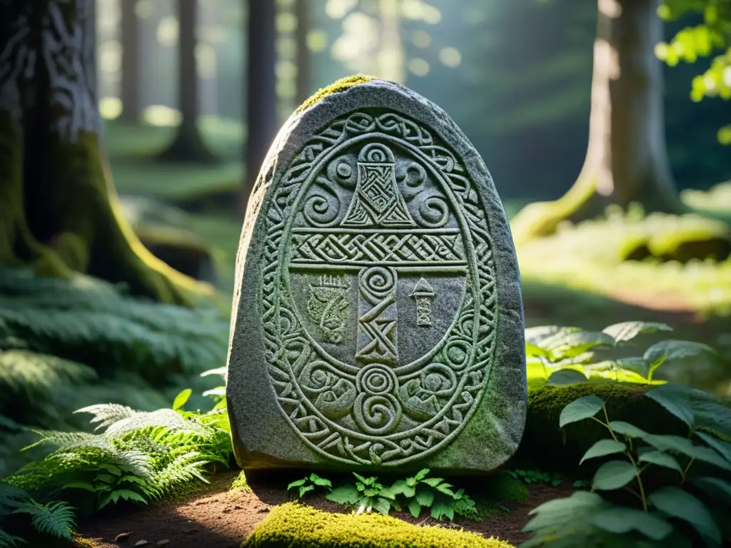 Misteriosos runestones vikingos en Suecia, entre símbolos nórdicos y frondoso bosque