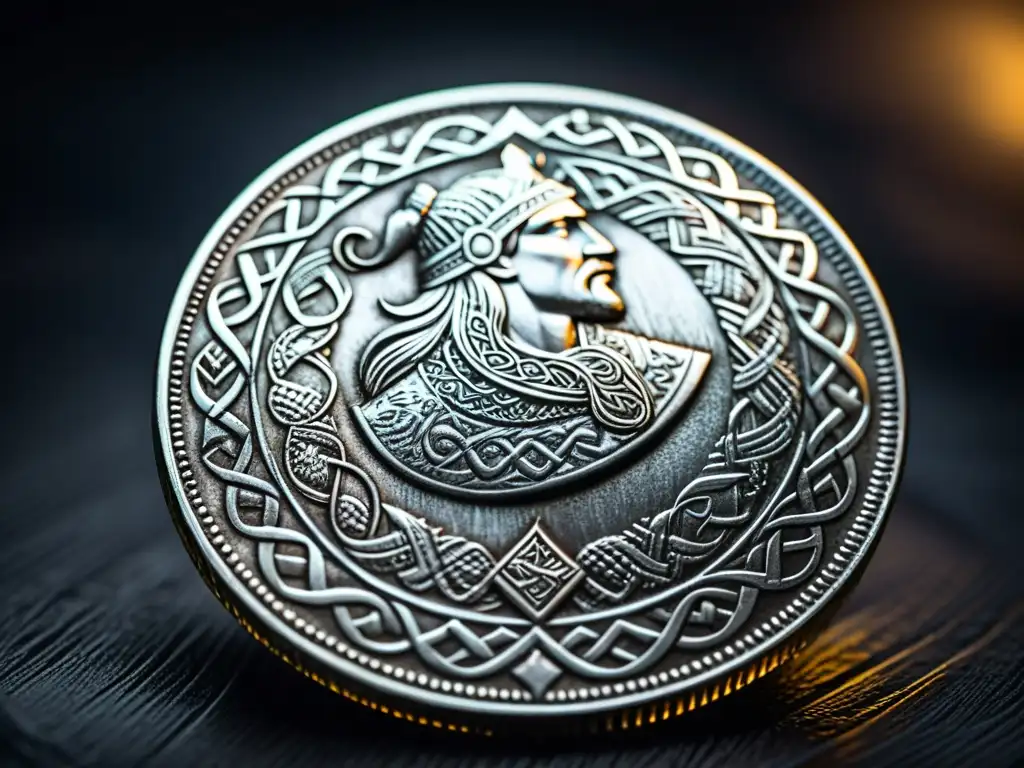 Una moneda vikinga detallada y enigmática, evocando la circulación moneda vikinga en economías extranjeras