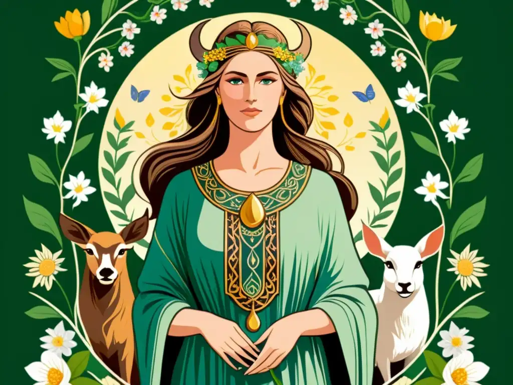 La poderosa influencia de Eostre en la cultura vikinga, representada en una ilustración llena de simbolismo y belleza