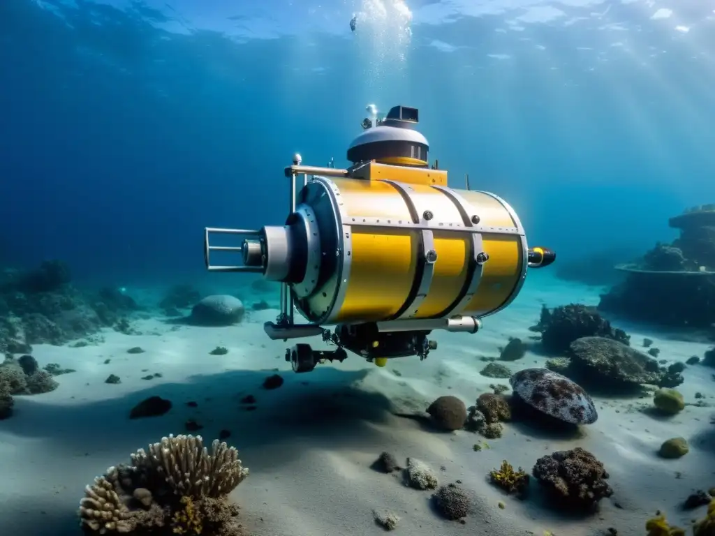 Un robot subacuático explorando el fondo marino en busca de tesoros vikingos