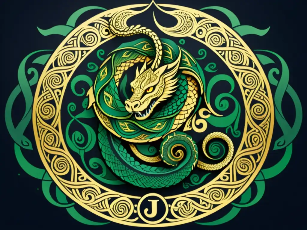 Jörmungandr, la Serpiente de Midgard, enigmática y poderosa bajo la luna