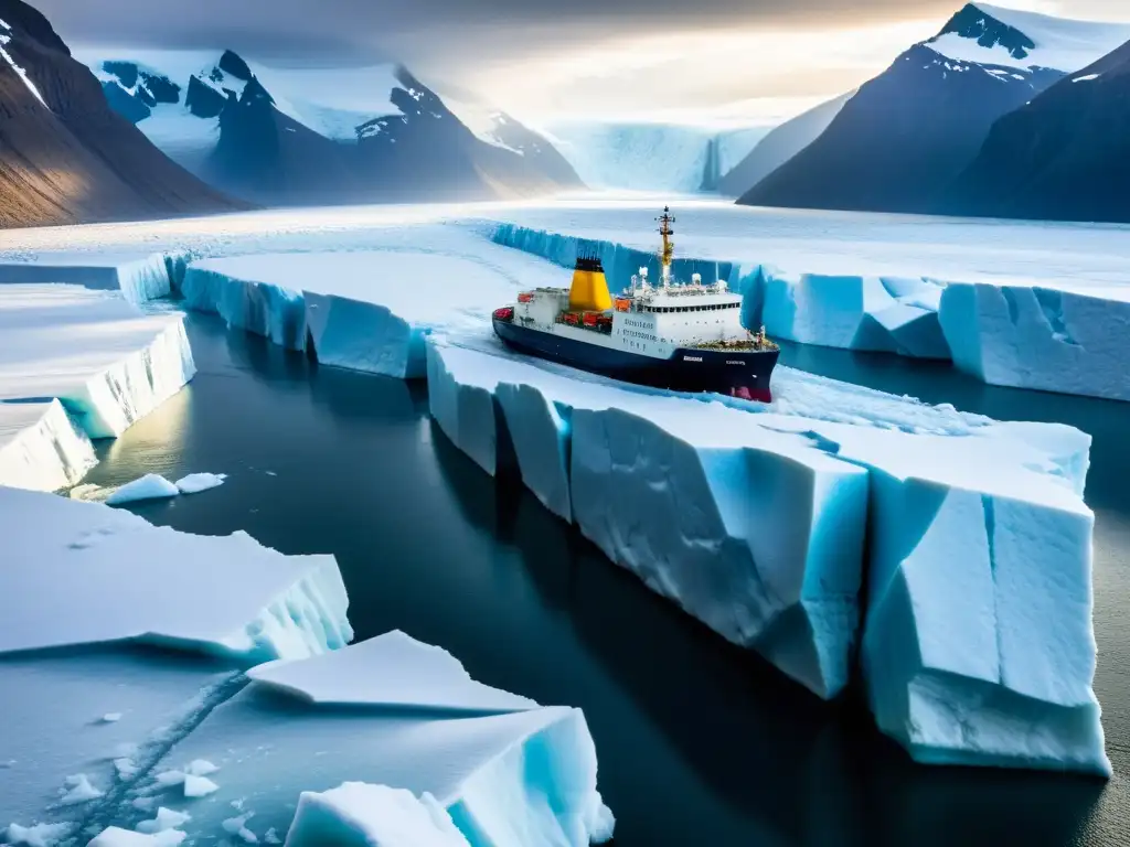 Exploración solitaria de un rompehielos en la Ruta del Hielo, entre glaciares imponentes y condiciones extremas