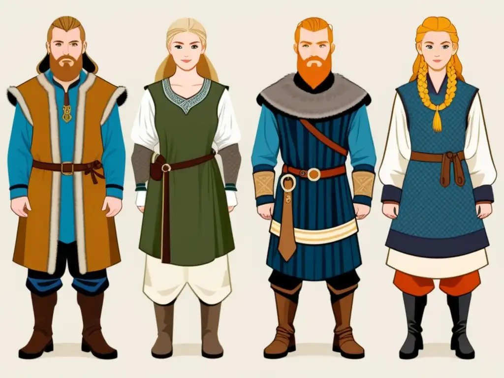 Evolución de la vestimenta vikinga a lo largo de las estaciones, con detalles y accesorios distintos para invierno y verano