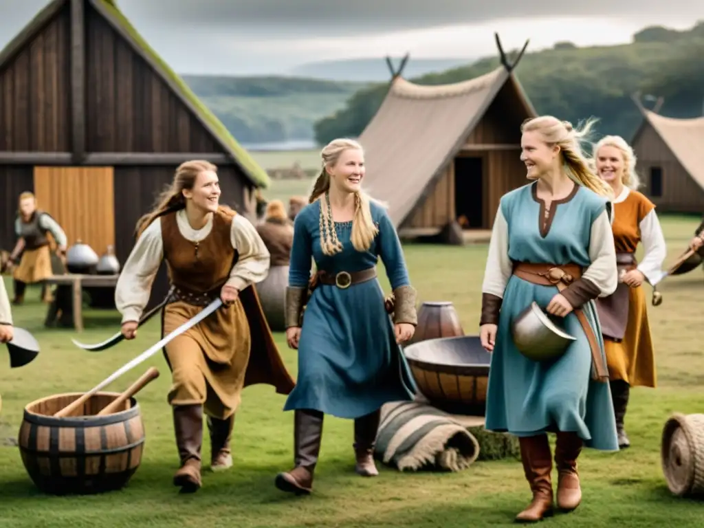 Vikingas en sociedad: mujeres fuertes luchando, cuidando y trabajando en un pueblo vikingo