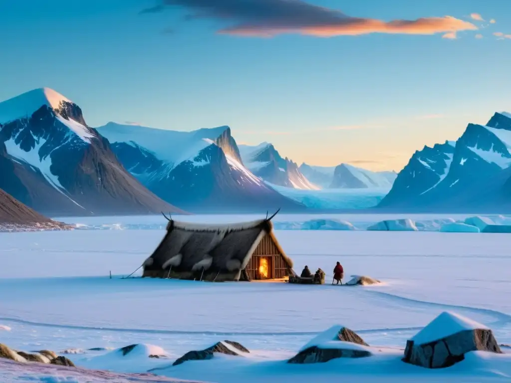 Vikingos en asentamientos perdidos Groenlandia, rodeados de vastos paisajes helados