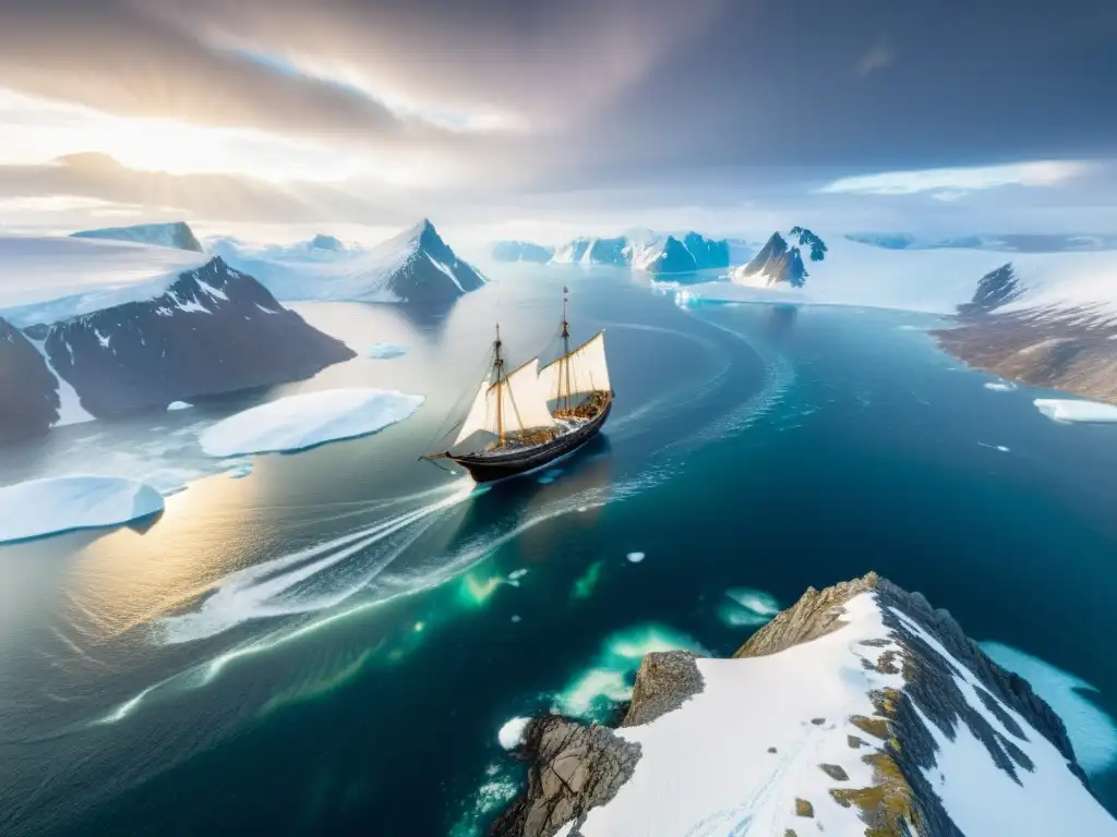 Una vista aérea impresionante de la costa escarpada de Groenlandia, con una colonización vikinga en Groenlandia